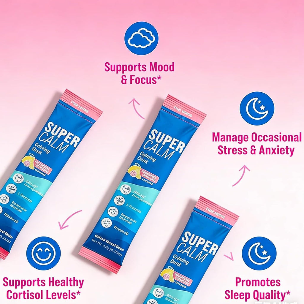 XINCHEN 40 New Supercalm Cortisol Drink Blend Packets, Calm Cortisol, Relaxation & Concentration, Concentration and Sleep, On the Go (2)