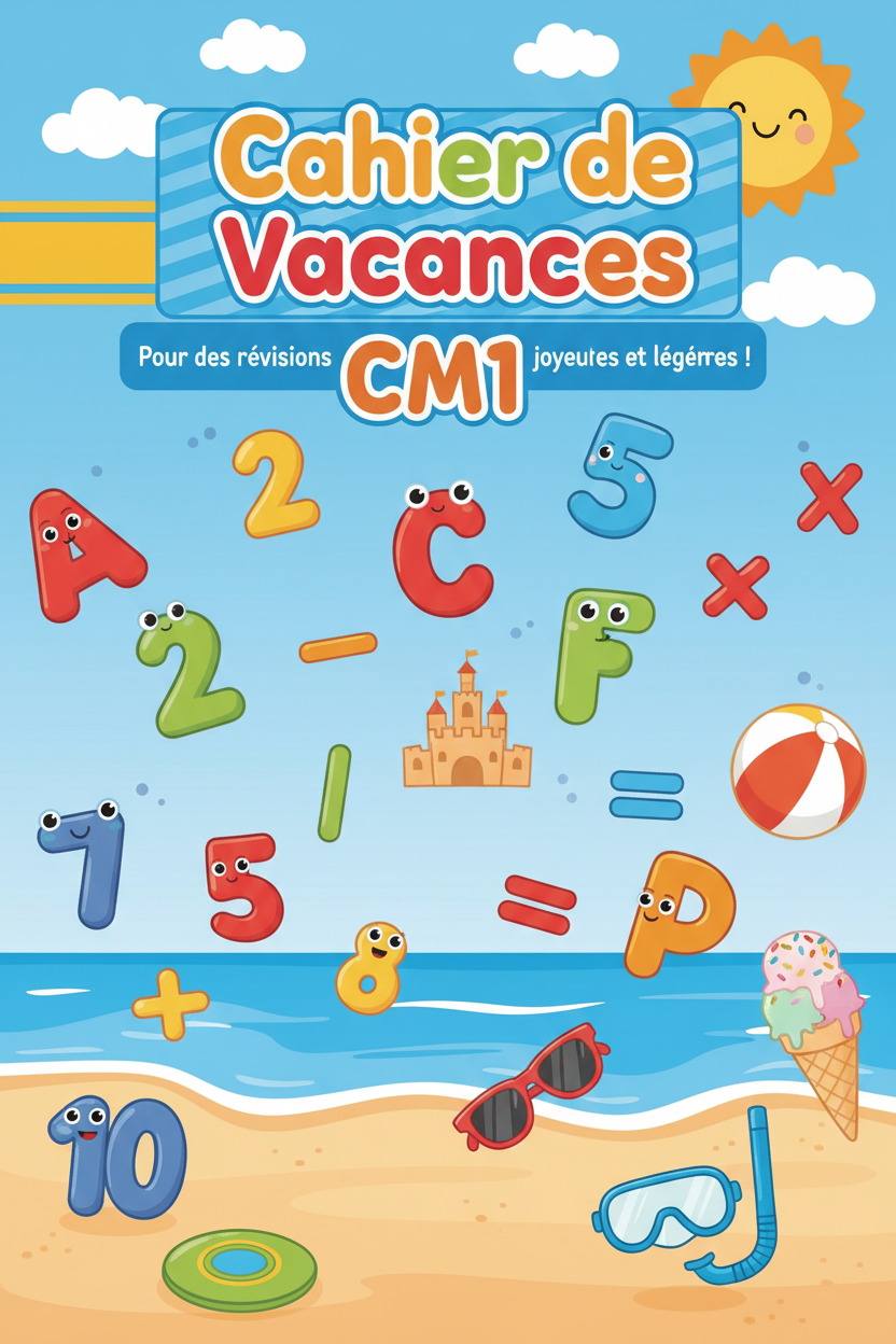 Cahier de vacances CM1 Tout en un clic, cahier numérique avec couverture colorée pour les élèves de CM1.