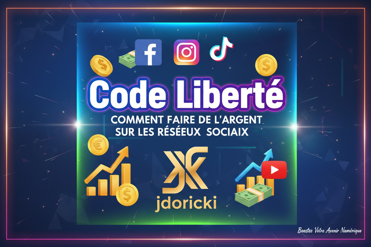 Capture d'écran du produit numérique Code Liberté de Tout en un clic, montrant des conseils pour gagner de l'argent sur les réseaux sociaux.