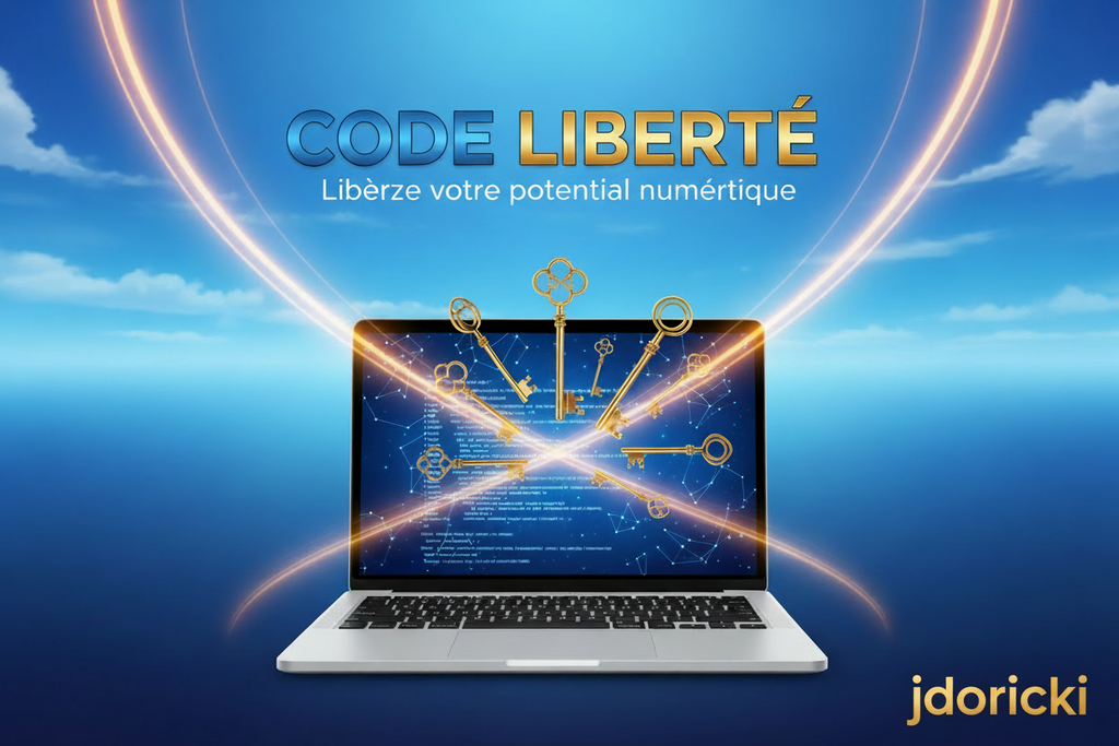 Logo de Code Liberté Niveau 3, produit digital de Tout en un clic, avec le nom JDoricki visible.