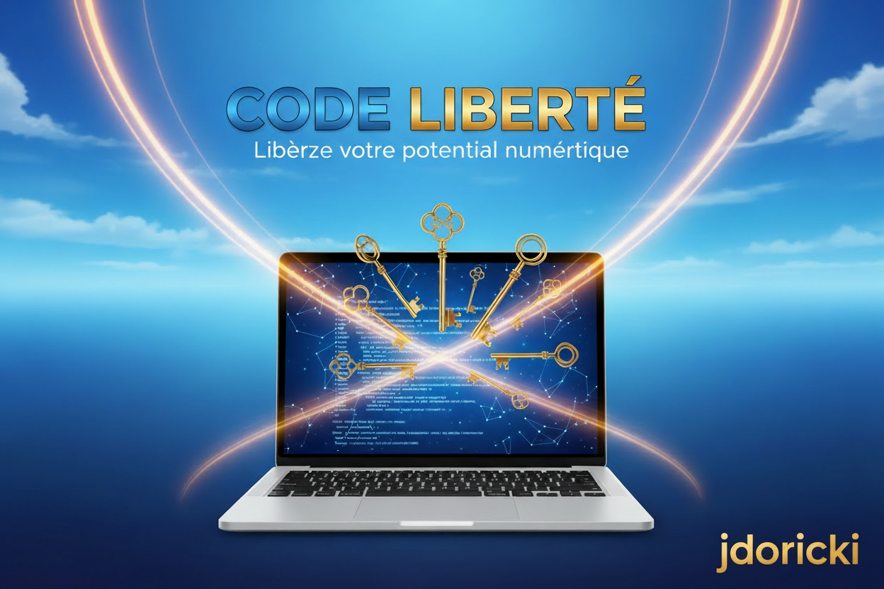 Logo de Code Liberté Niveau 3, produit digital de Tout en un clic, avec le nom JDoricki visible.